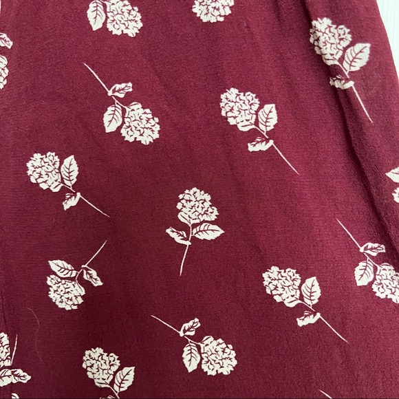 Olivaceous | Burgundy Floral Print Smocked Jumpsuit - Picture 5 of 6